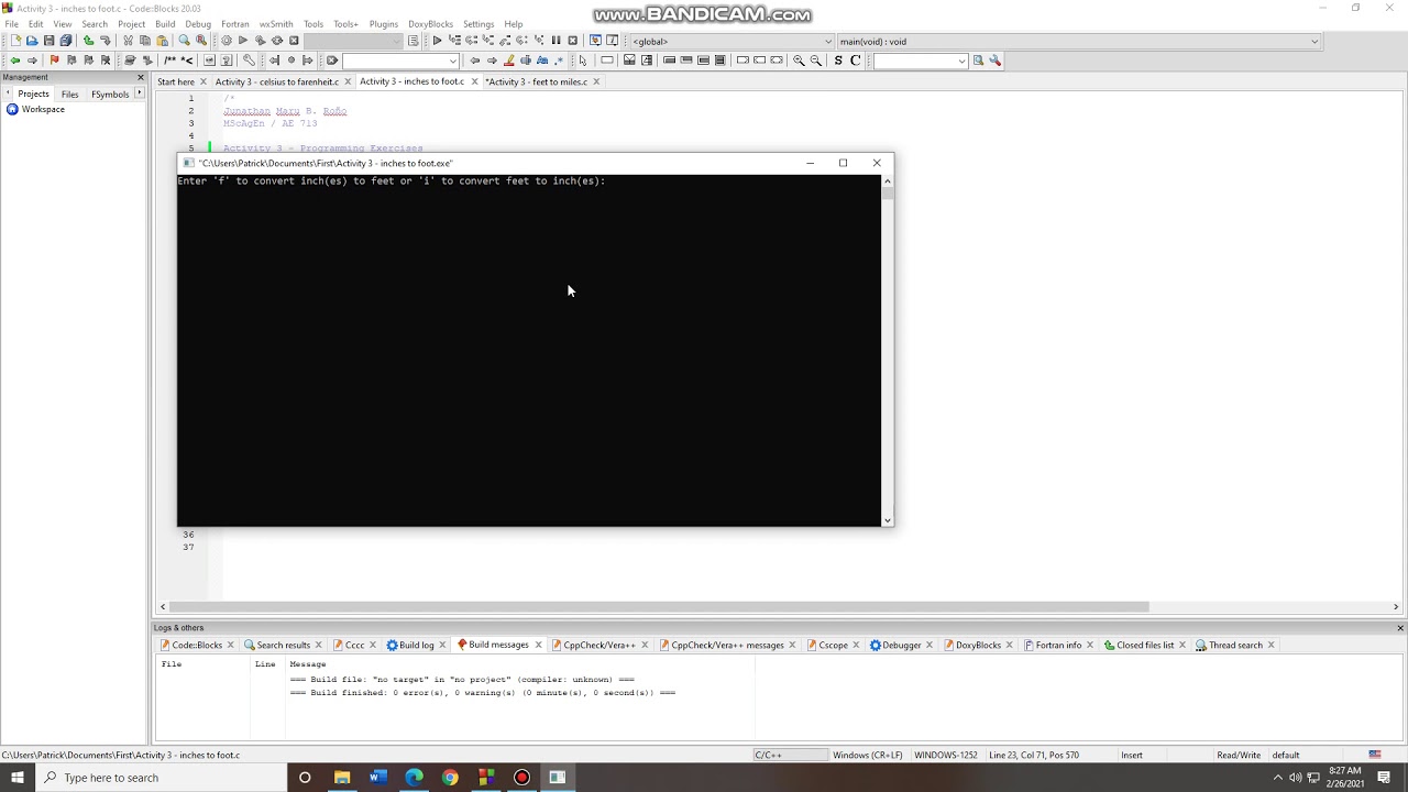 Inches to feet conversion and vice versa (C Programming)