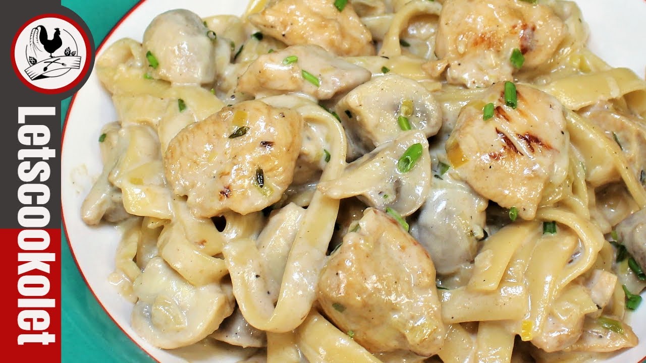 Chicken Mushroom Fettuccine in Creamy Sauce