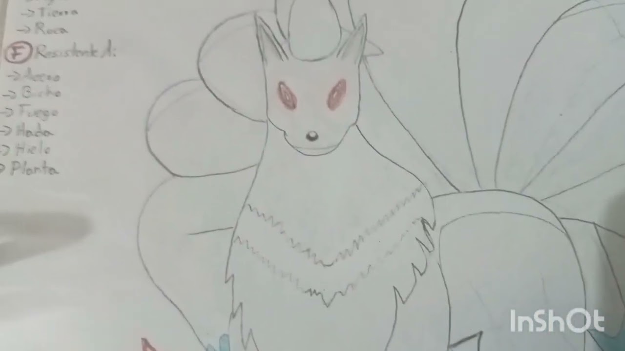 Dibujo Pok&eacute;mon, Ninetales Alfa Variocolor, 24/02/2025.