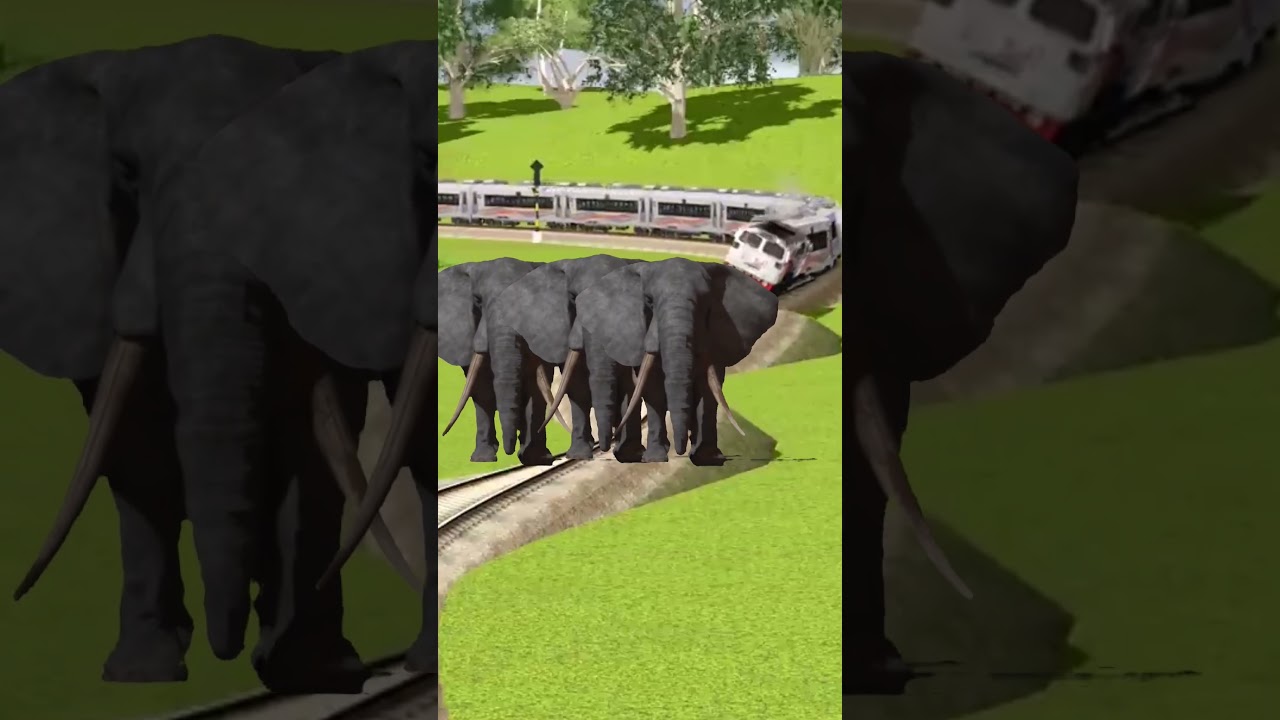 Panic Elephants stop the high speed train#viral#trending#youtubeshorts