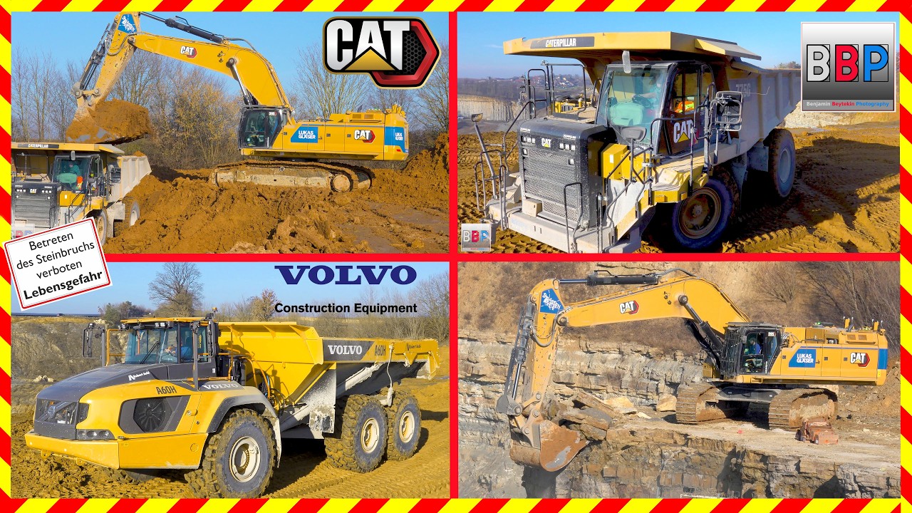 CAT 395, 775G, 745, Volvo A60H - Abraum im Steinbruch, Germany, 2026.  Teil 2
