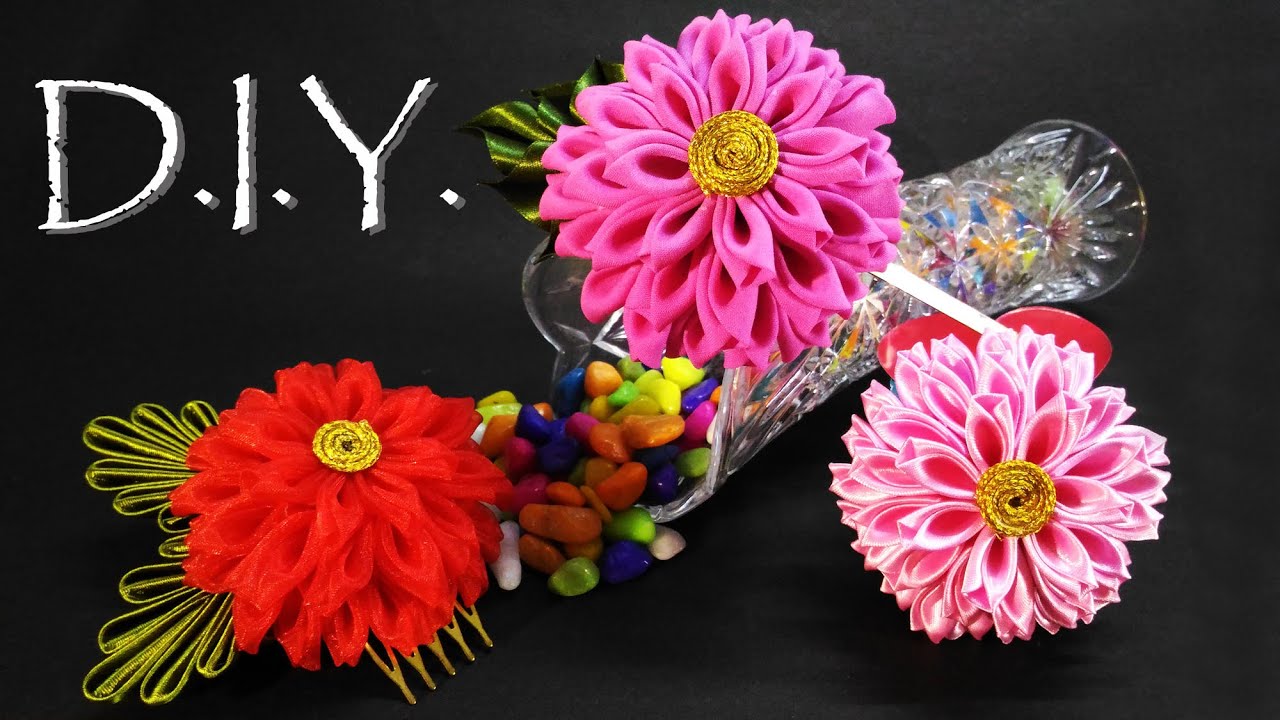 D.I.Y. Kanzashi Хризантема Цветок - Учебное пособие