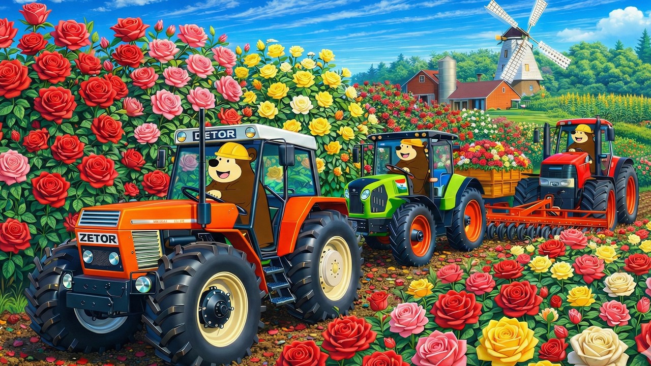 The Bear Farm 🌹🚜 | Rose Planting & Harvest | Real Farm Animation