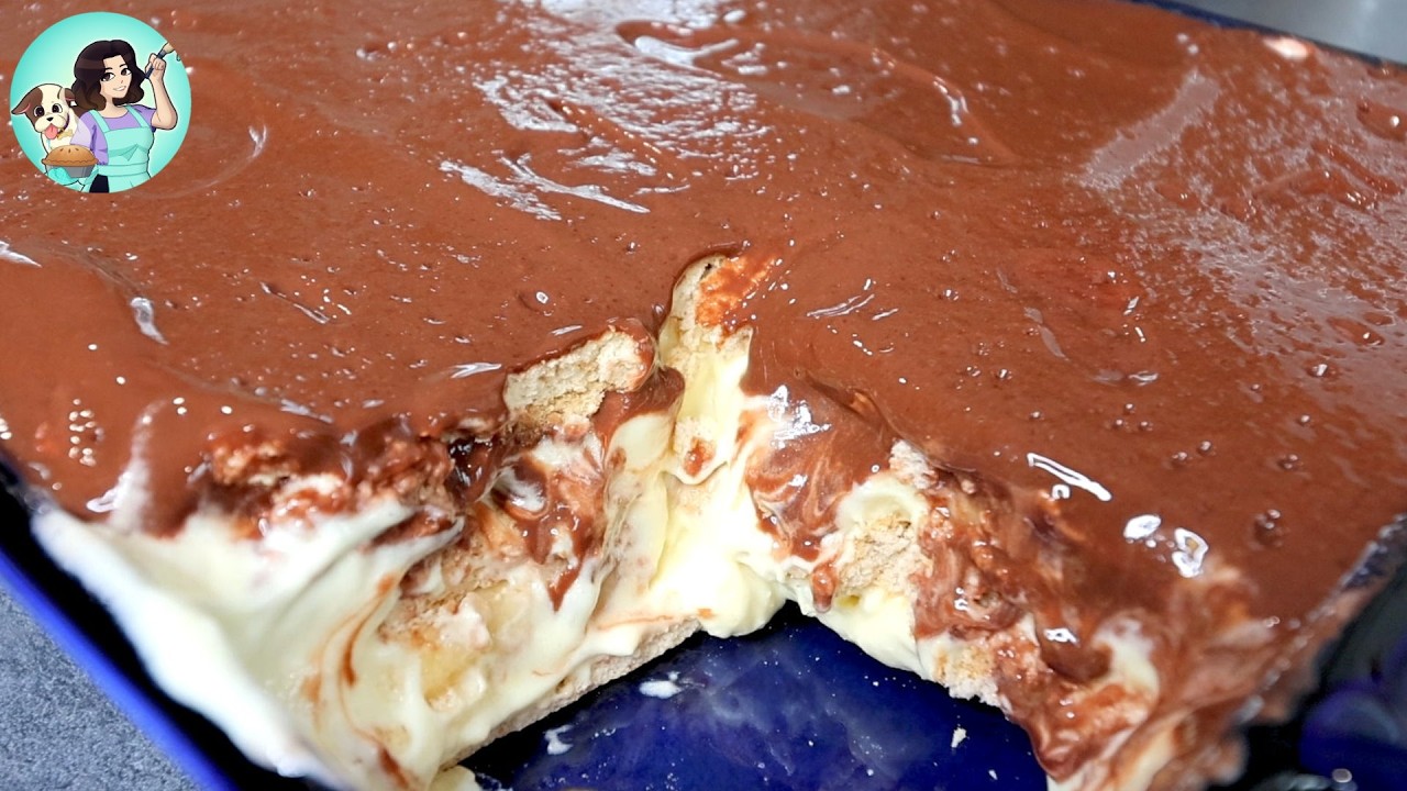 Простой банановый кремовый пирог-эклер 🍌🍫🍰 Облегченный вариант! Торт без выпечки, который можно х...