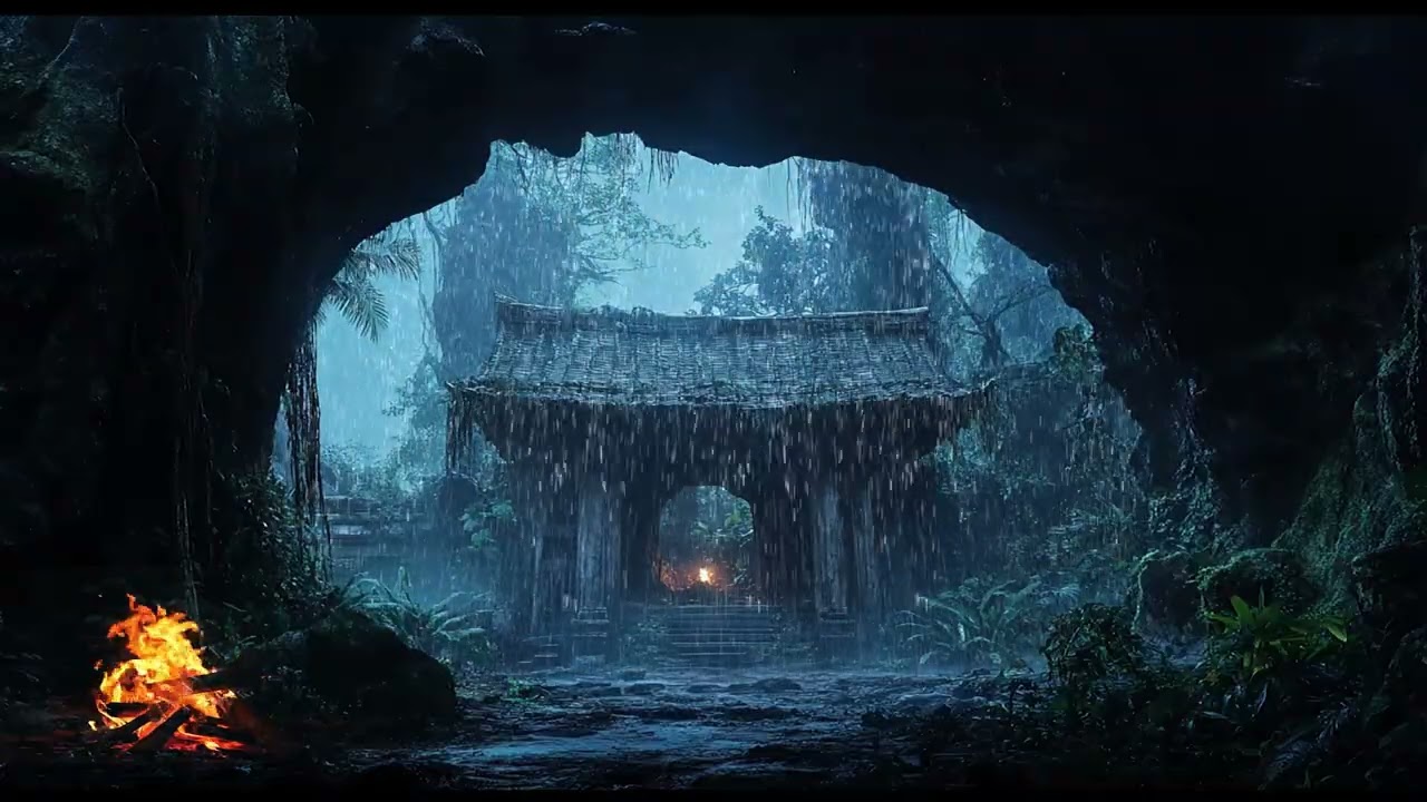 Rain Echoes Along Stone Walls | A Cave Ambience in Motion