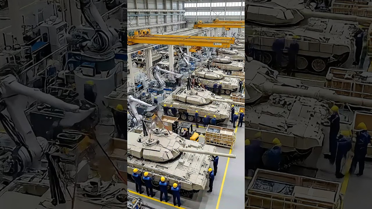 Massive tank assembly line in action! Witness the power #shorts #tanks #military #army #viralshort