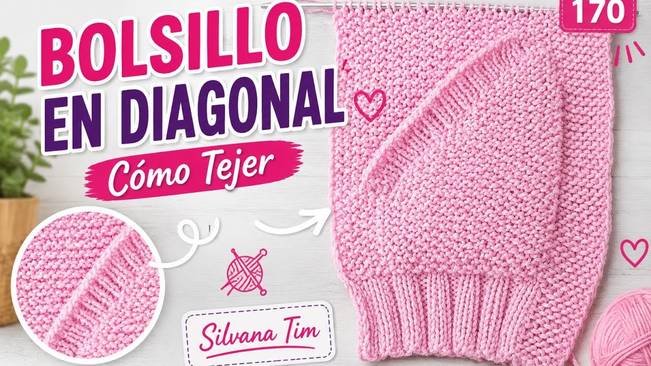 🧶✨ Cómo Tejer un Bolsillo en Diagonal con Dos Agujas | Paso a Paso 🪡📏 ✨🧶.