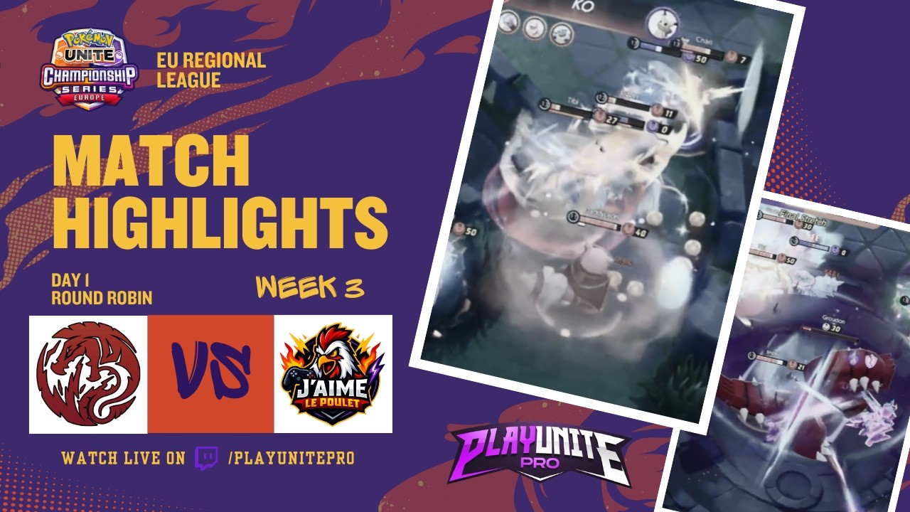 J'aime le poulet VS Volticons | Pokémon UNITE Regional League EU | Week 3 | Day 1 | MATCH Highlights