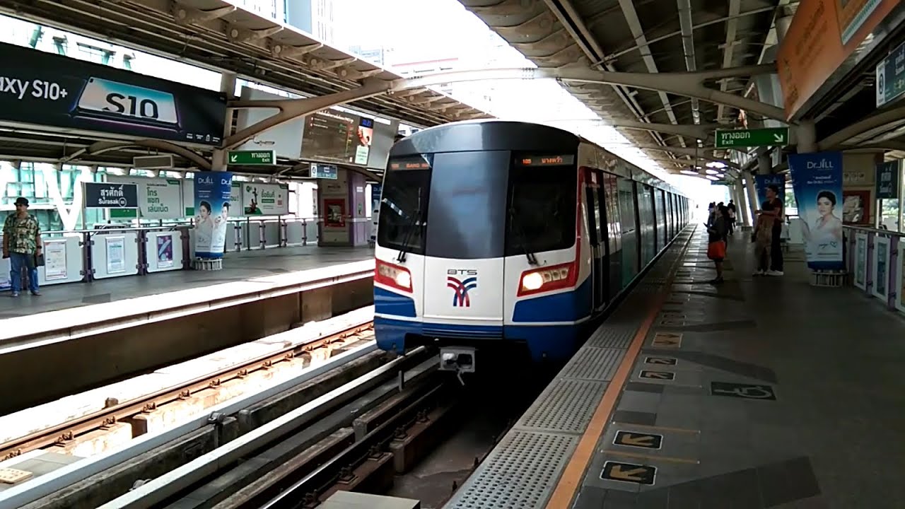 Surasak & Saphan Taksin stations of BTS Skytrain - Mass Transit System of Bangkok, Thailand