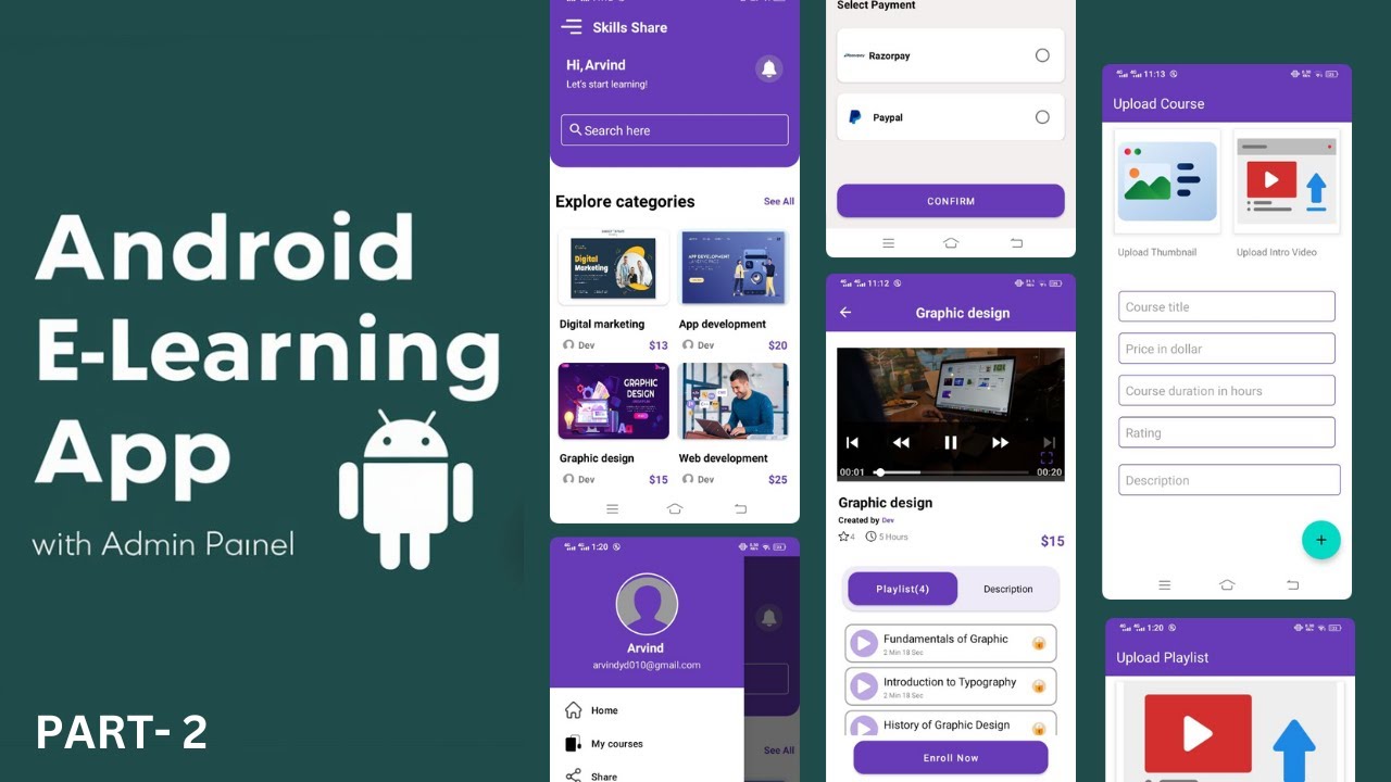 E-Learning App with Admin Panel in Android Studio | e-Learning App Development | Part - 2
