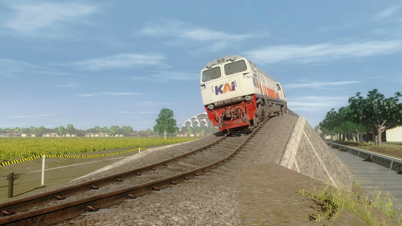 Rel Oleng Extrime Vs Kereta Api