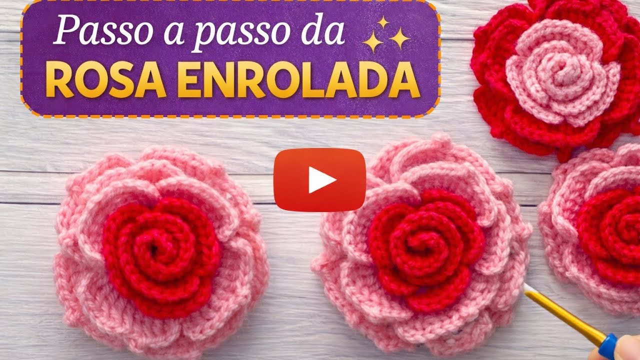 🌹 ROSA 🌹 EM CROCHÊ-Passo a passo completo