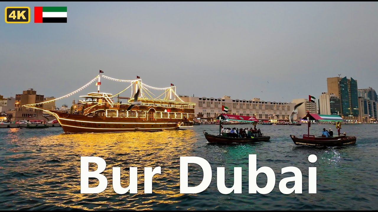 Bur Dubai Streets | Grand Souq & Meena Bazaar Areas | 4K Evening Walking Tour