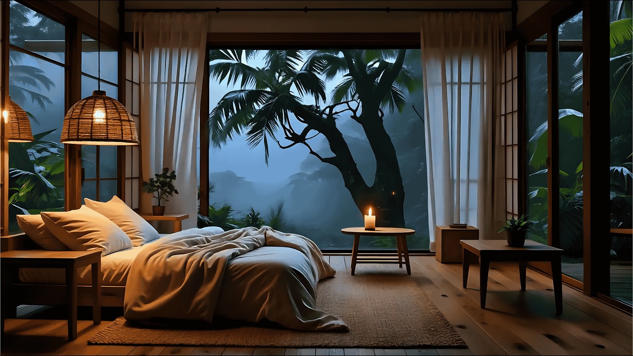 Soothing Piano with Steady Night Rain | Calm Sleep Music for Deep Rest, Relaxation, & sleep