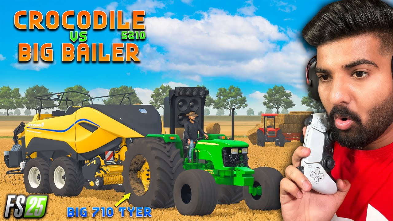 Crocodile 🐊 5210 VS Big Bailer | Rice Harvesting | FS25 | Happy Goldsmith