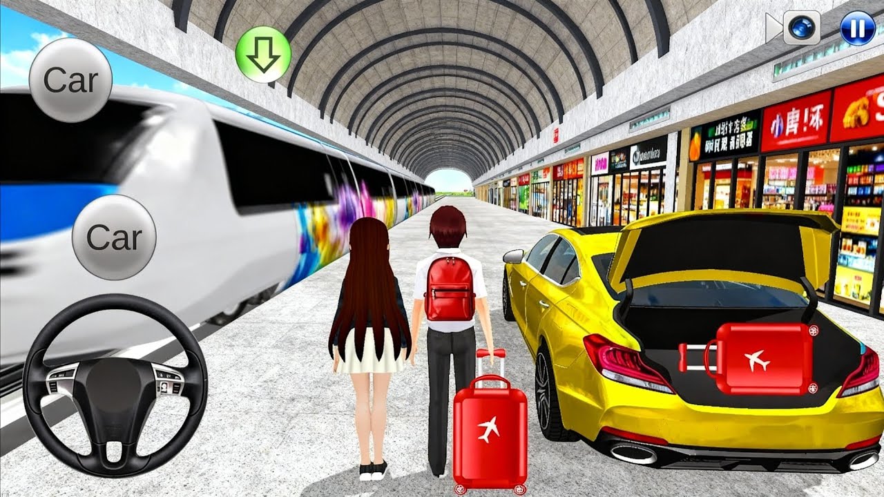 Today I Use Yellow Mercedes For Traveling to Bullet Train - 3D Driving Class 2025 Car Driving Game