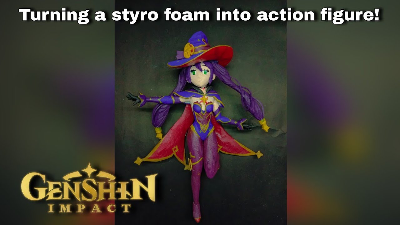Mona action figure | Genshin Impact | styrofoam carving