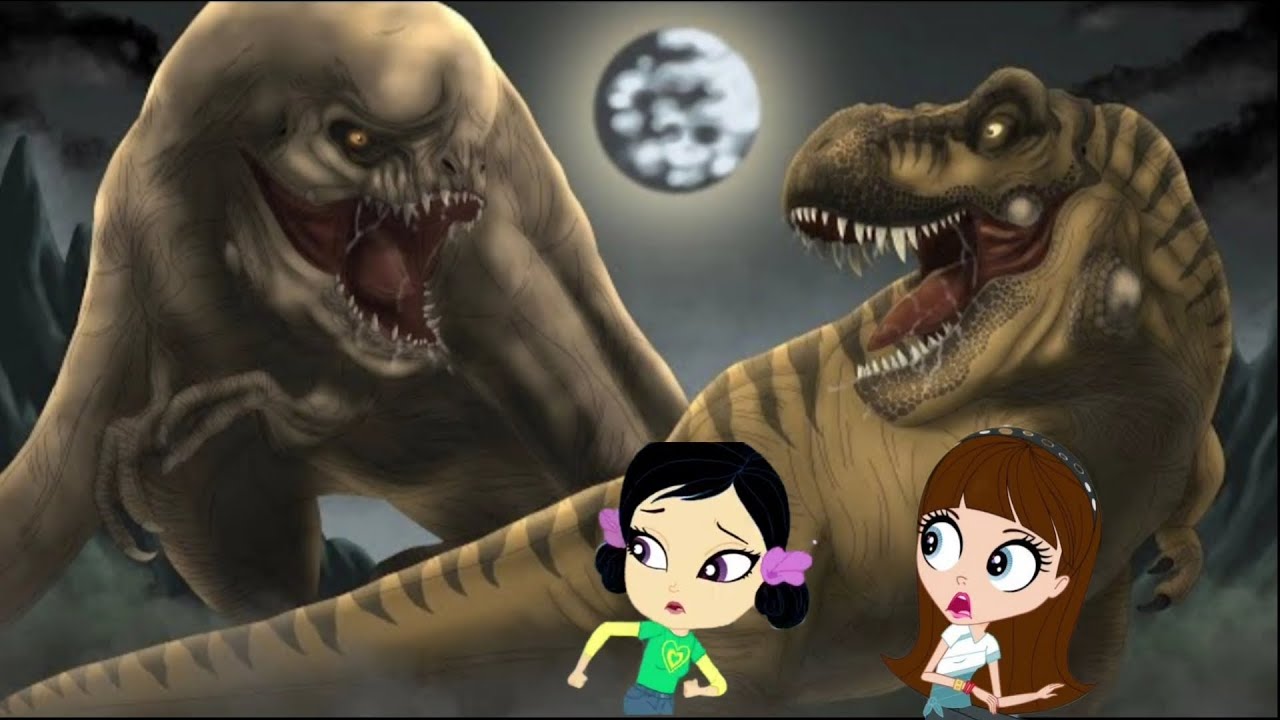 Jurassic world y little pet shop la película Distortus rex vs tyrannosaurus rex y velociraptor