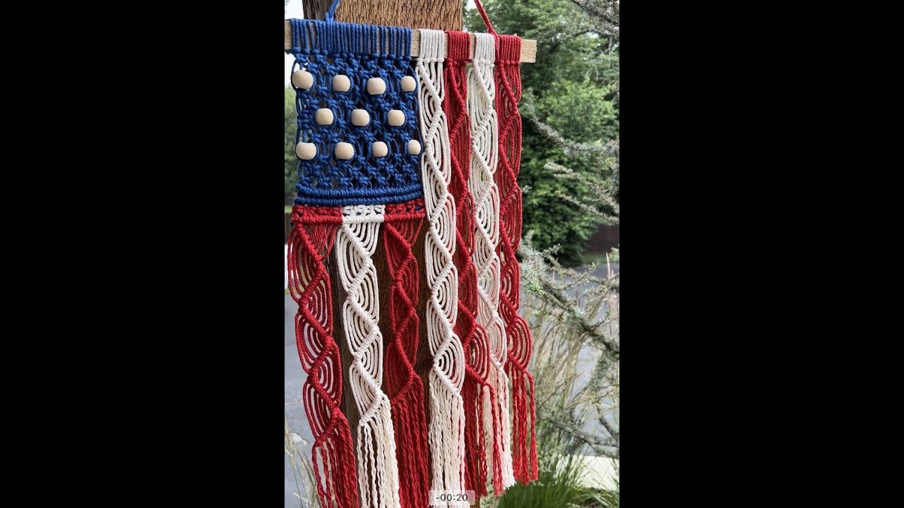 Step by Step Macrame American Flag - Reviewing Hippie Crafter Macrame Cord 