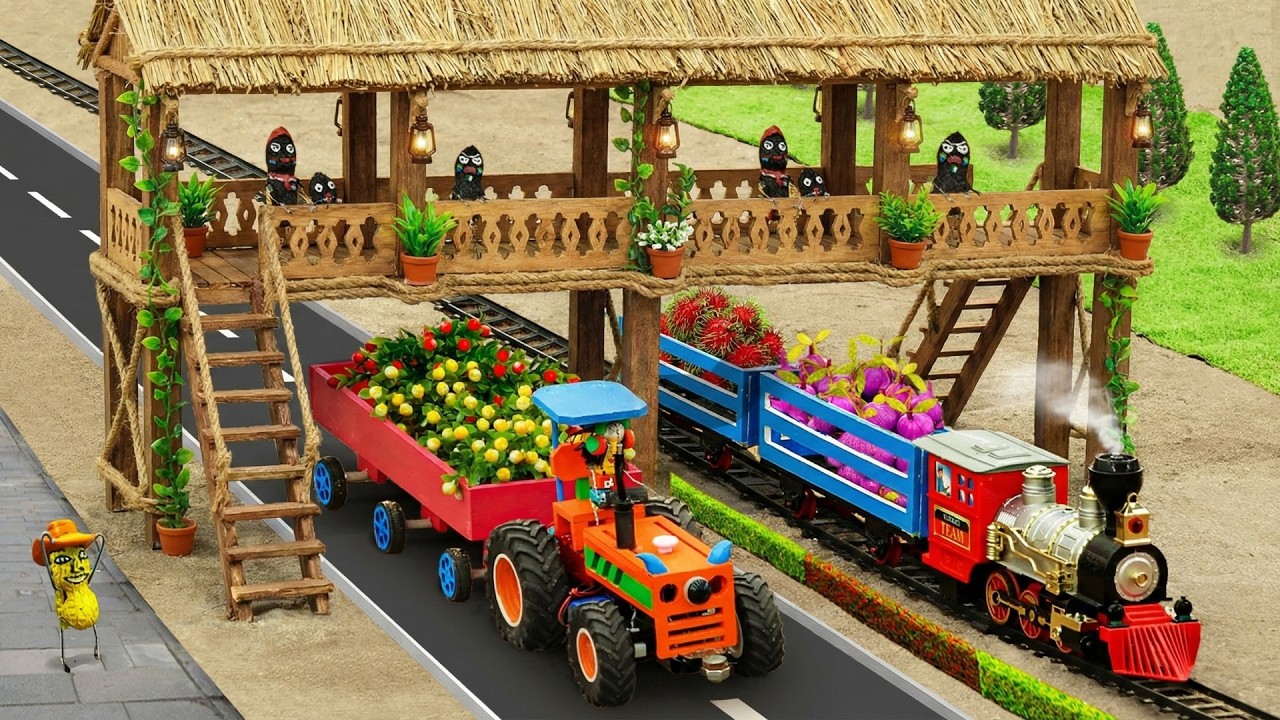 DIY Mini Tractor | Beautiful Railway Pedestrian Overpass Construction Project