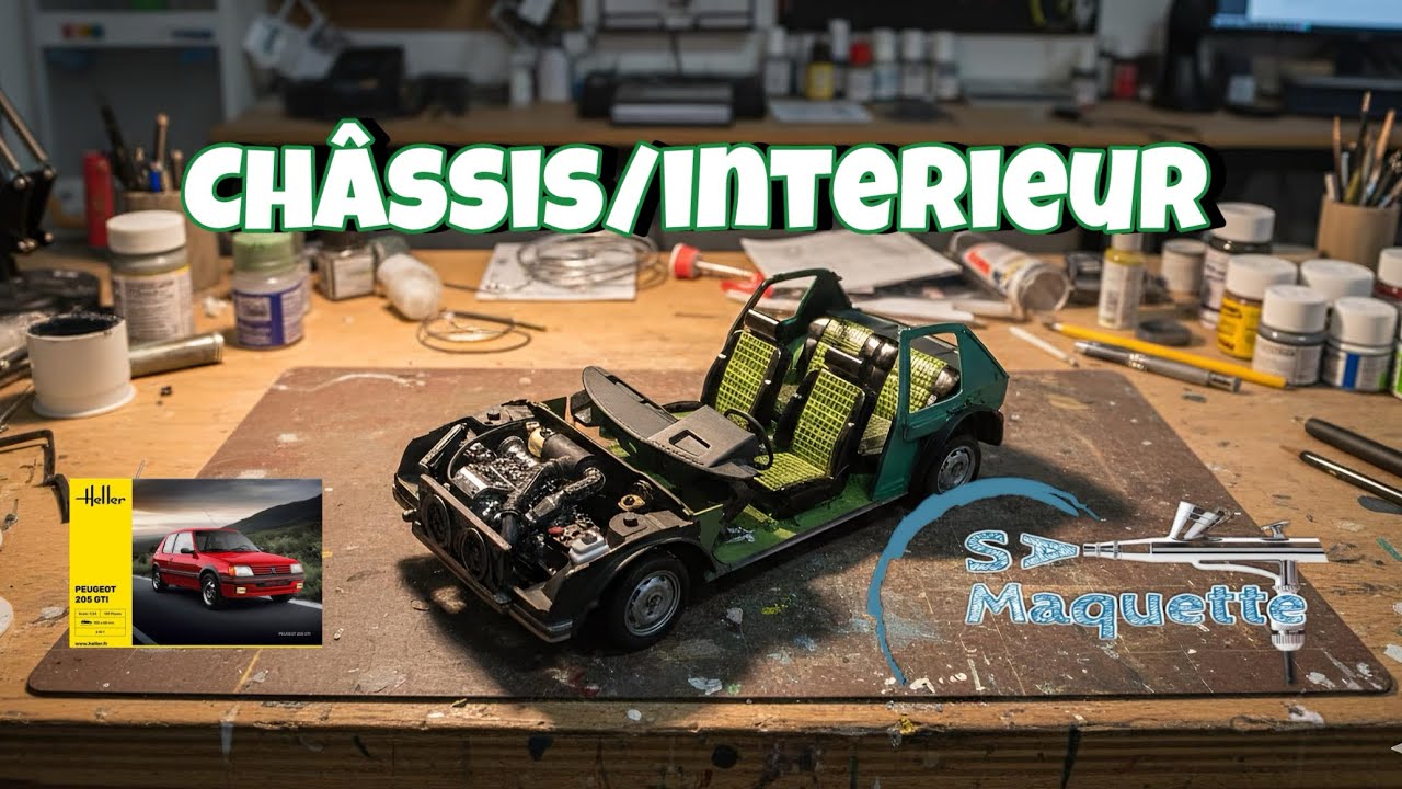 3️⃣ Le châssis et l’intérieur 205 gti Heller 1/24