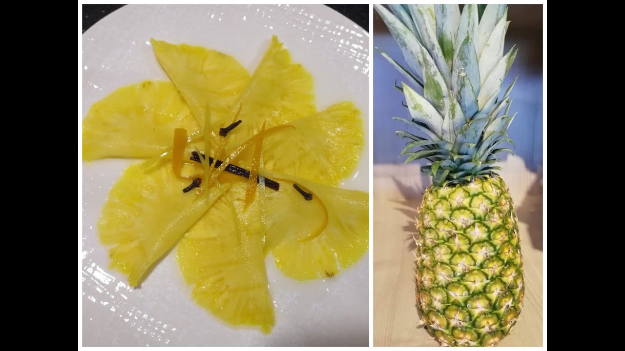 Карпаччо из ананаса с очень ароматным сиропом.     Carpaccio di ananas