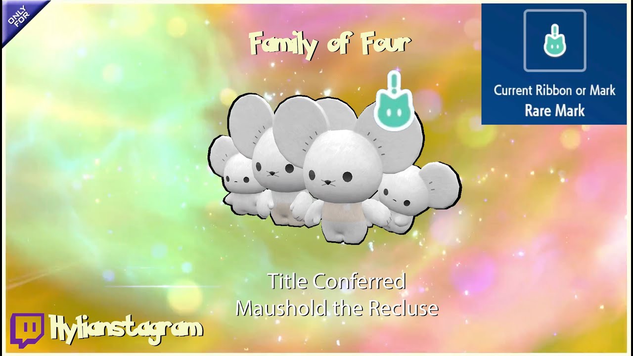 Rare Mark Shiny Maushold - 4 Family