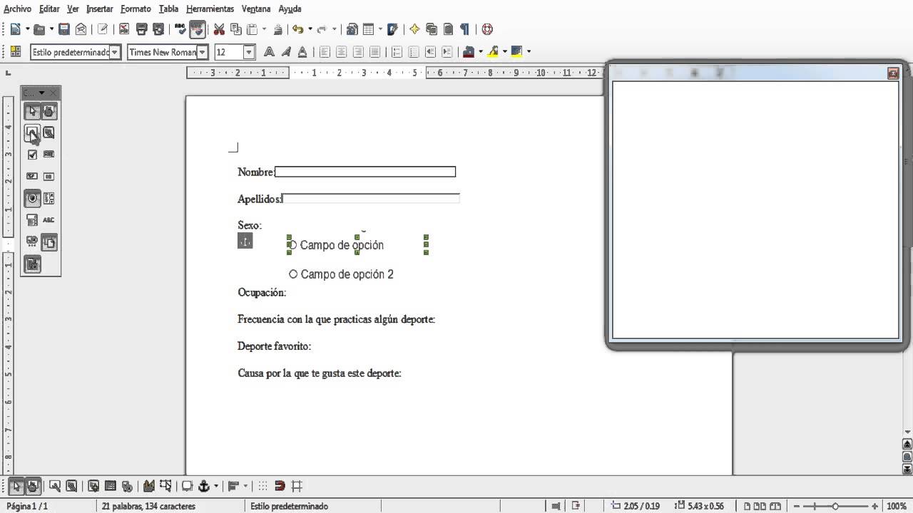 Crear Formularios en Libreoffice (tema 16)