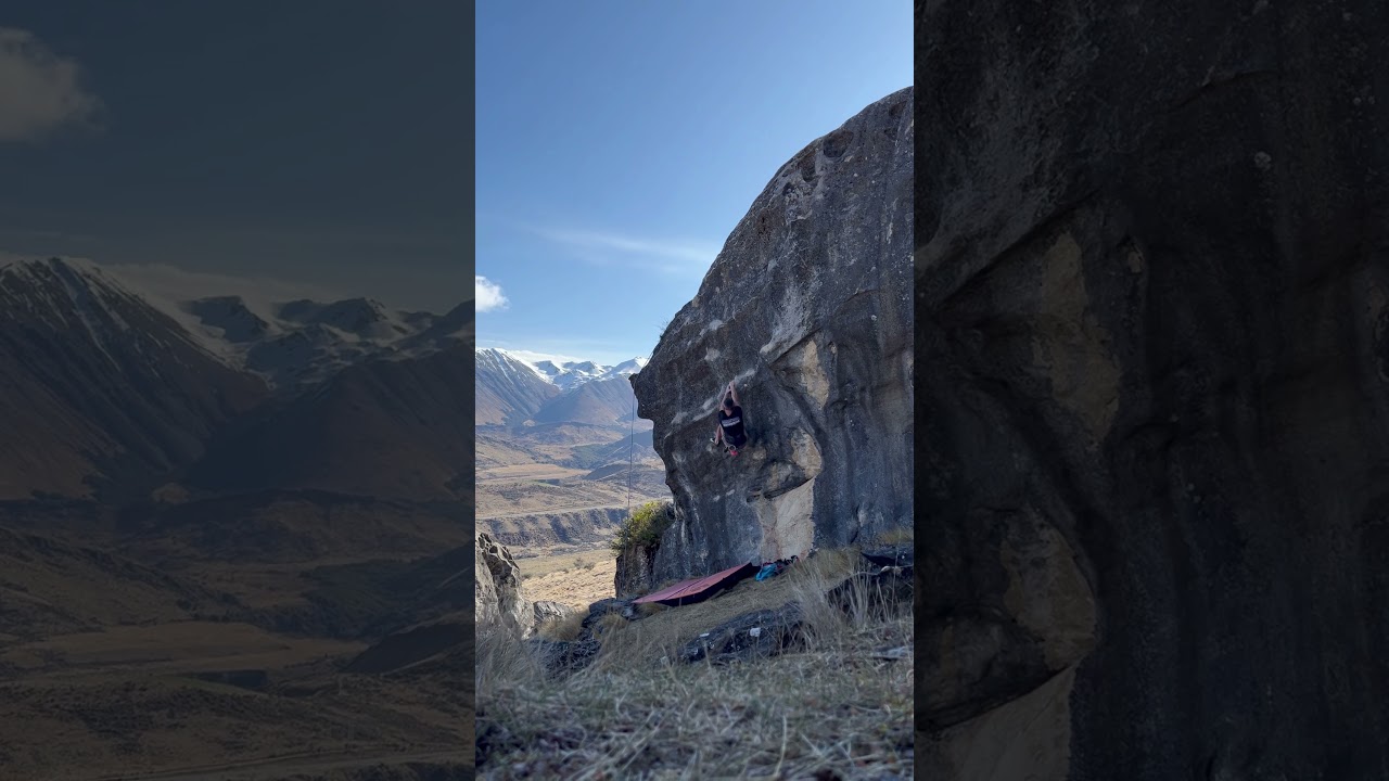 One of my flock hill dream lines. Captain Sassypants Direct v11. Climbing in Sept 2024