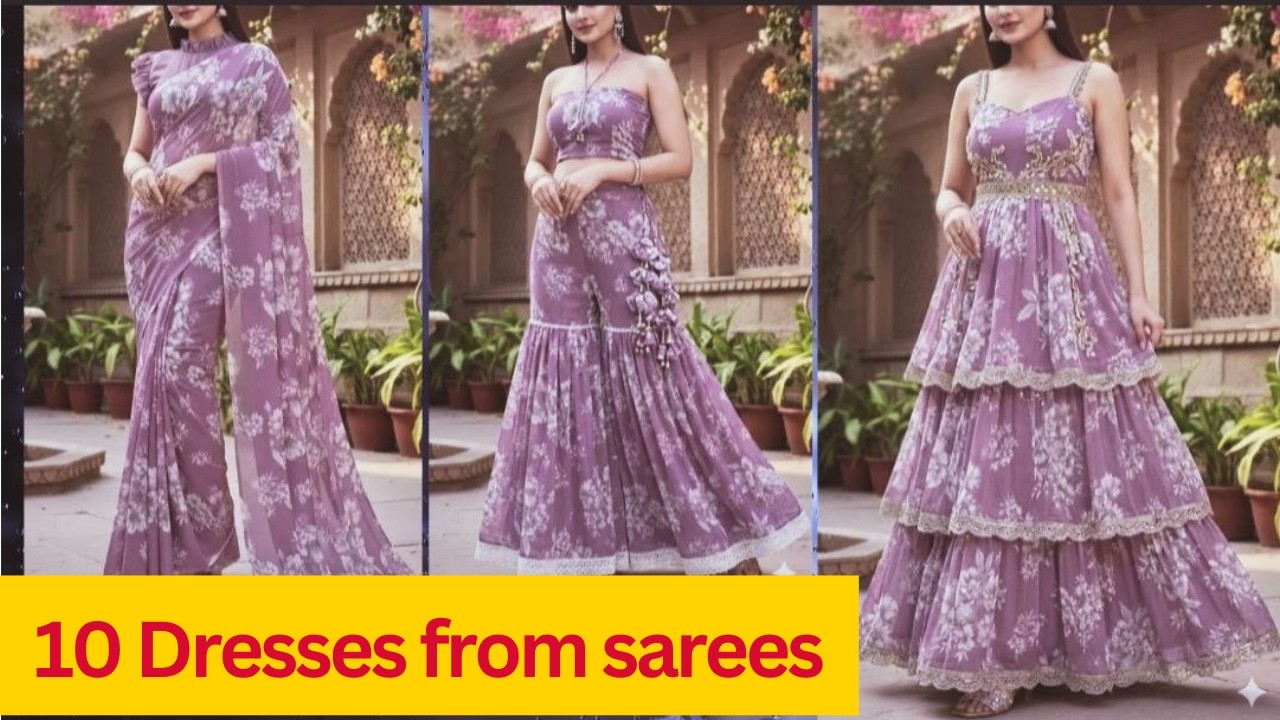 Printed saree se 10 designer dresses | saree reuse ideas  | #sareereuse