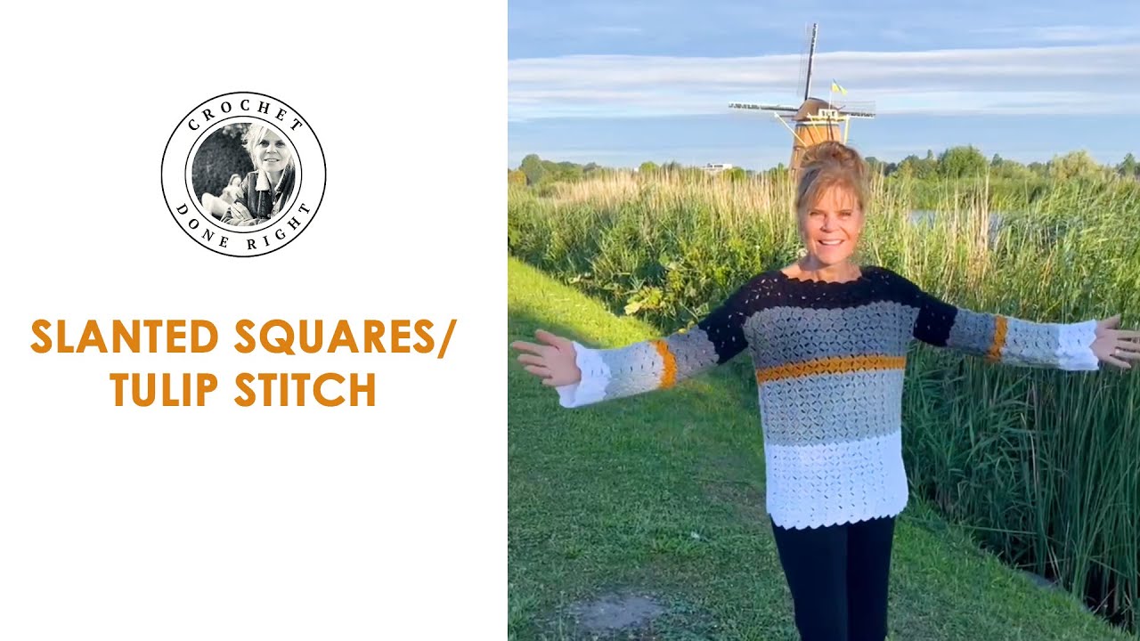 Crochet tutorial: FUN FALL project // Slanted Squares or Tulip stitch?
