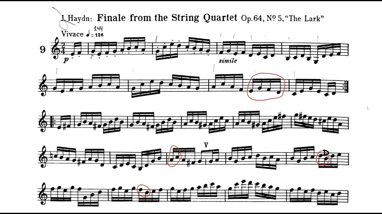 Passage Studies Book 1. J. Haydn: Finale from the String Quartet Op. 64, Nº5, 