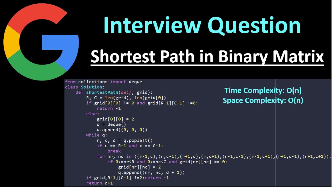 Shortest Path in Binary Matrix - BFS - Python
