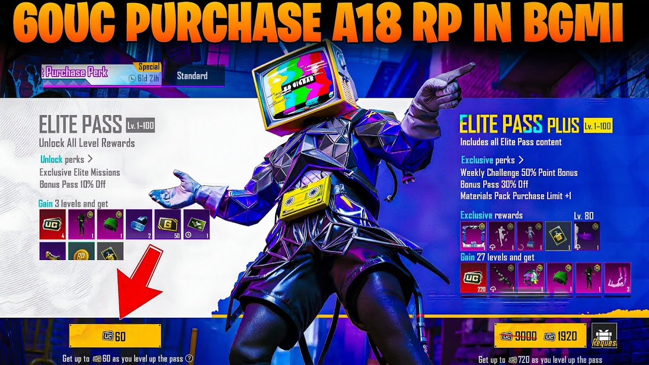 A18 RP BUY ONLY 60UC IN BGMI😍BGMI NEW A18 ROYAL PASS 😍BUY A18 RP FREE BONUS RP IN BGMI😍