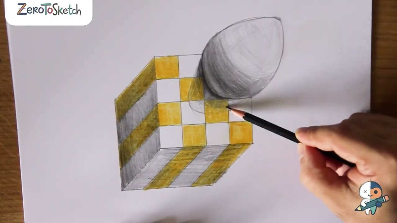 Simple 3D Cube and Sphere Drawing for Beginners | Step by Step