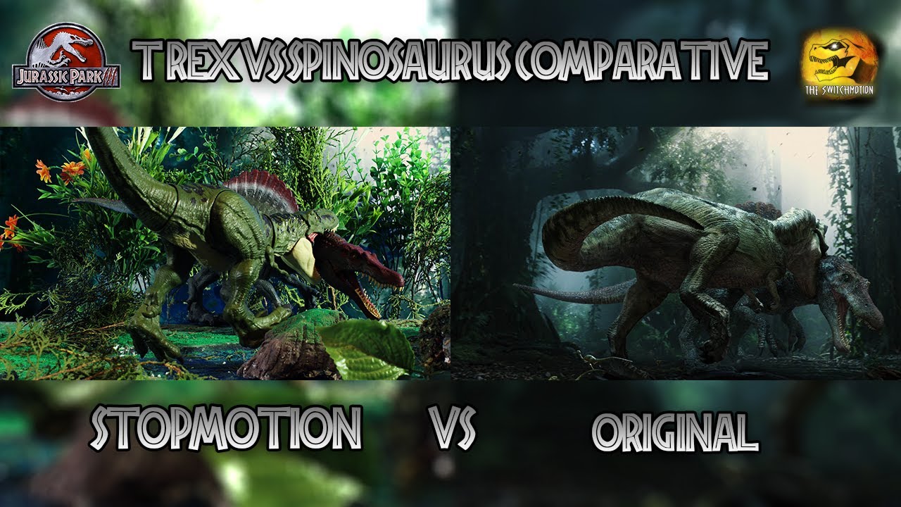 Jurassic Park III | T-Rex vs Spinosaurus Comparative Stop Motion Fight |