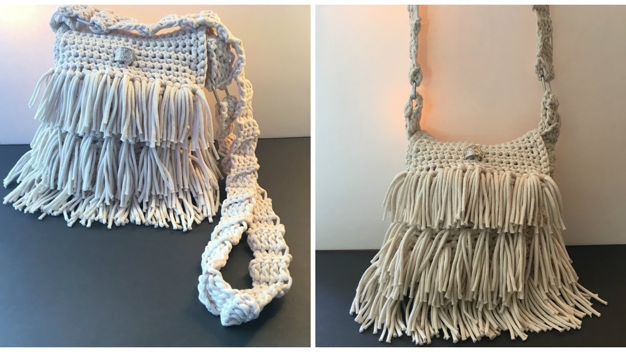 BOLSO CON FLECOS TEJIDO A CROCHET PASO A PASO  ( Primera parte)