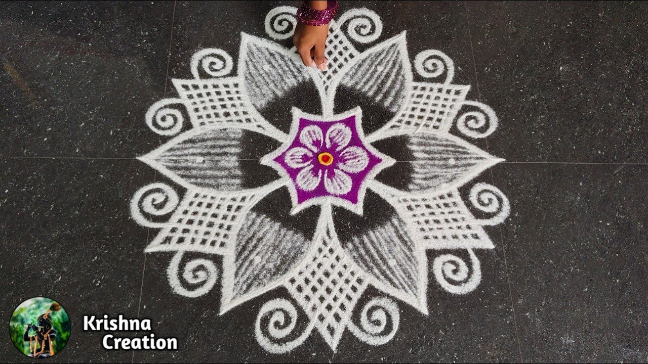 Easy Padi Kolam Design with 5x3 dots | Creative Rangoli | Padi Kolam Muggulu | Rangoli Kolam