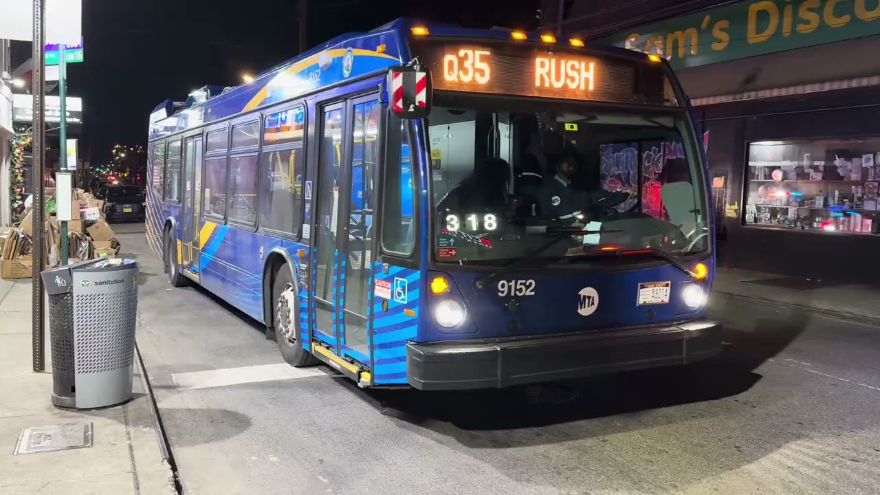NovaBus LFS# 9152 on the Q35 Rush at Rockaway Beach Boulevard and Beach 116th street