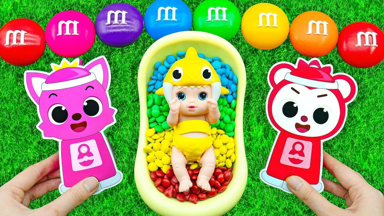 18 Minutes Satisfying ASMR, Filling Rainbow Bathtubs with M&M’s & Magic Slime