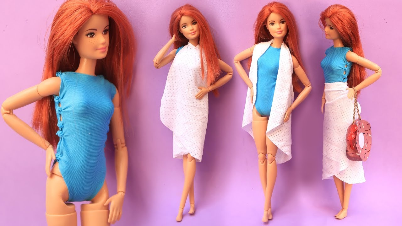 DIY de Verão - Maiô sem Costura e Canga 3 em 1  - Tutorial para Barbie e Outras Bonecas