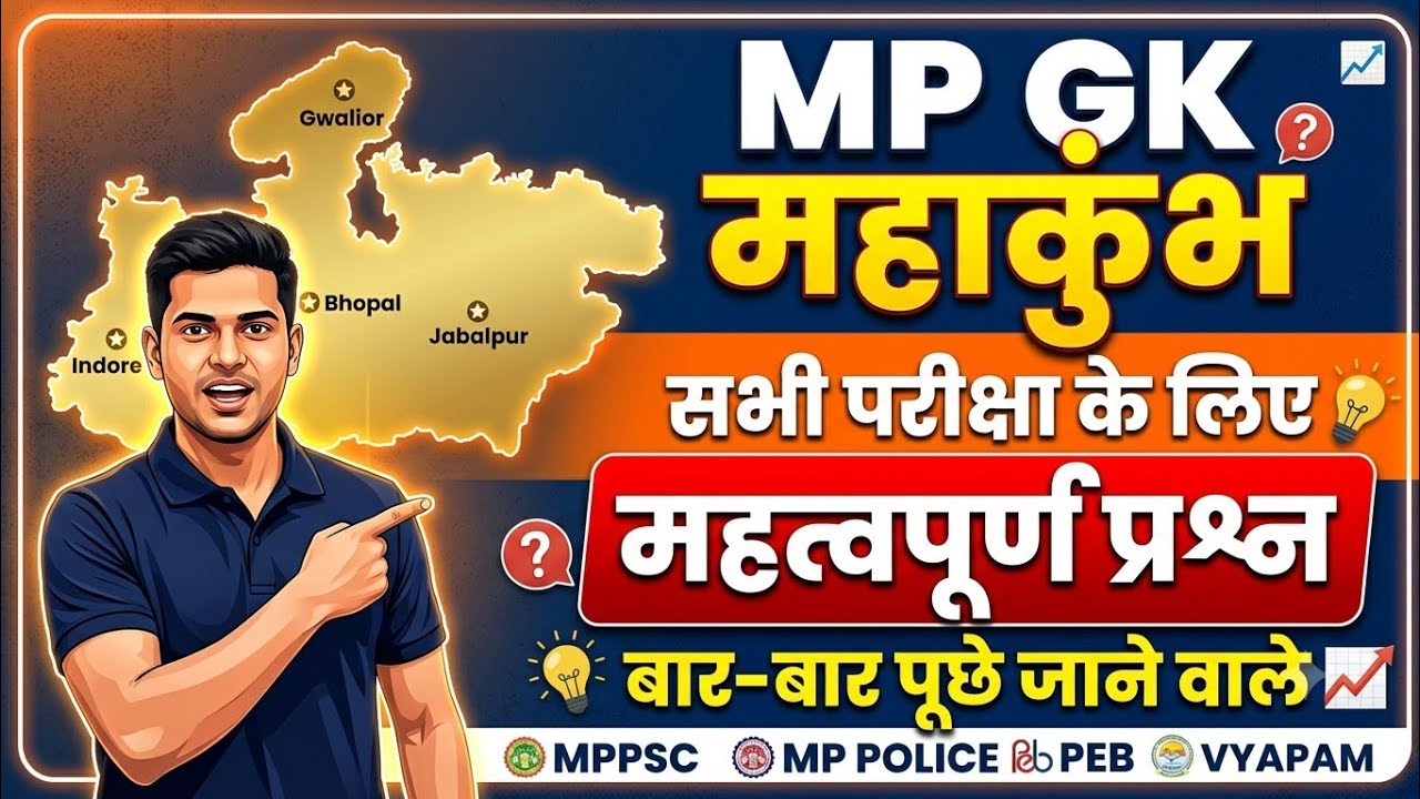 MP GK Top 30 MCQ | Madhya Pradesh Important Questions for MPPSC, Patwari ,mphc exam & Police 