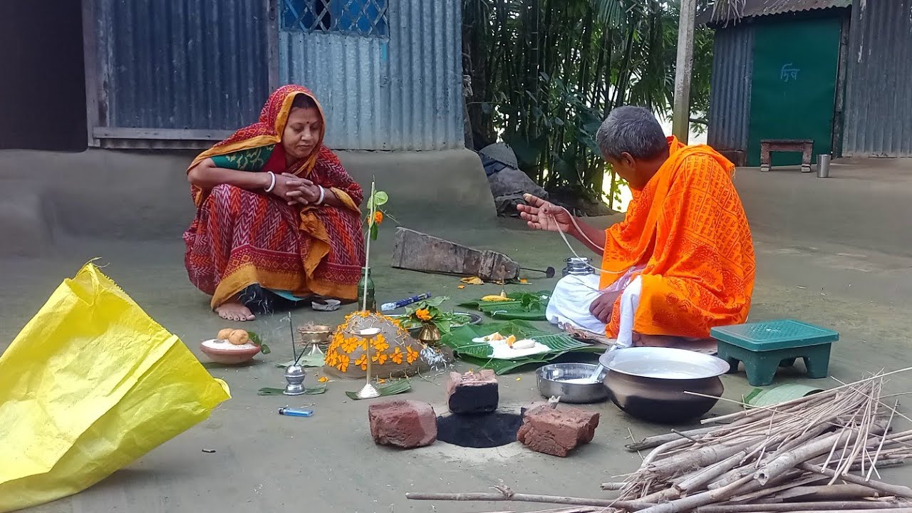 আজকে আমাদের বাড়ি কী পূজা হলো??#village #villagerlifestyle #puja 
