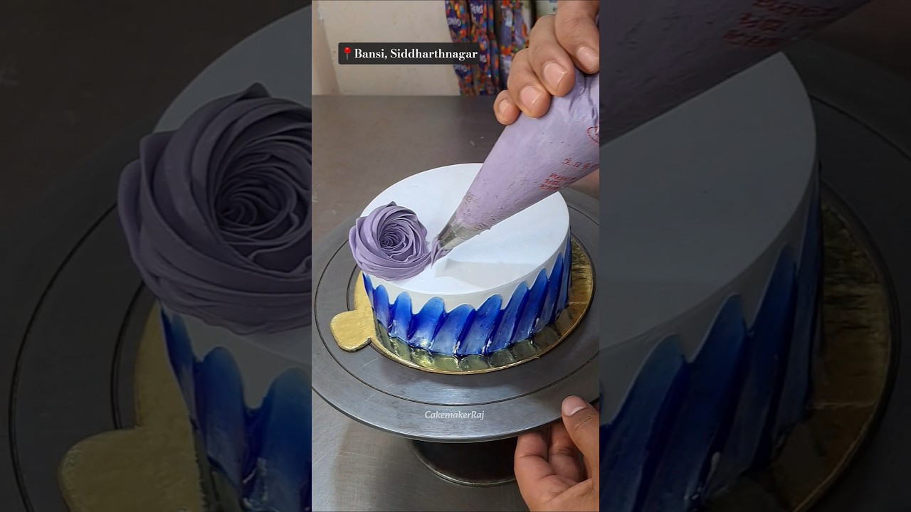 Simple & easy rosette cake decorating idea #shorts  #cakedesign #butterflycake #birthdaycake #food