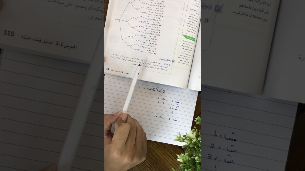 شرح تحقق من فهمك ( تمثيل فضاء العينة )