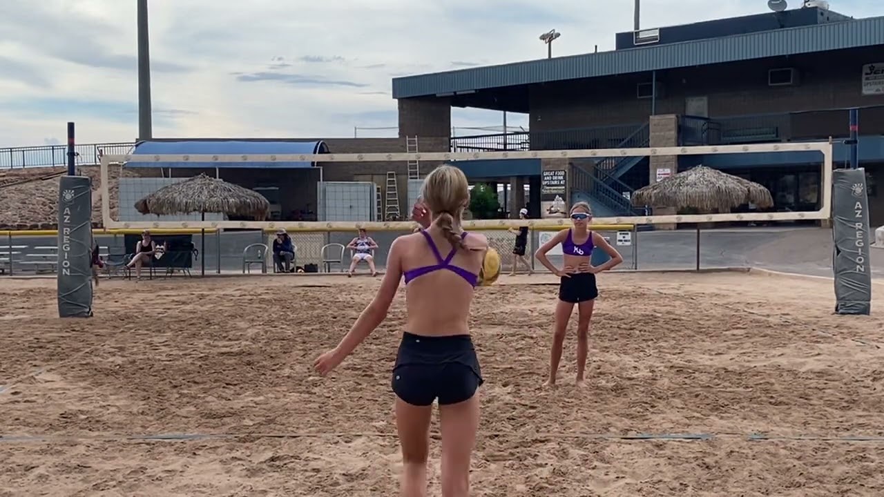 Kallie & Reese Beach Volleyball 7/30/22 1, Won 15-9