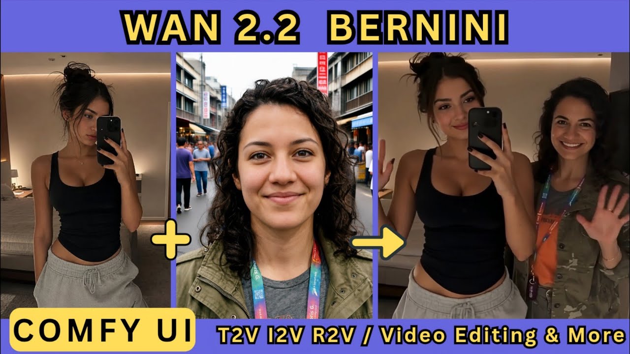 Bernini WAN 2.2 в ComfyUI &ndash; редактирование видео с помощью ИИ, удаление объектов, T2V, I2V, R2V и...