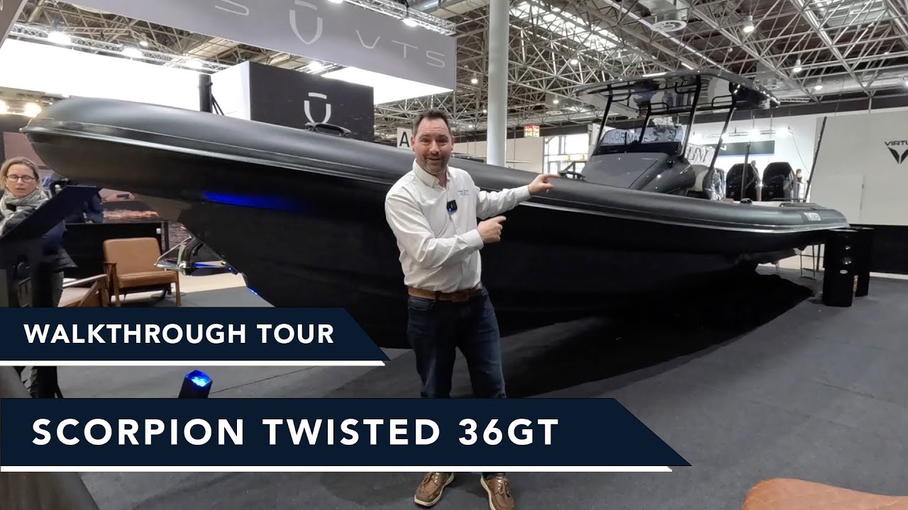 Walkthrough Tour - Twisted Scorpion 36GT - 800HP Monster RIB launched at Dusseldorf Boatshow Boot