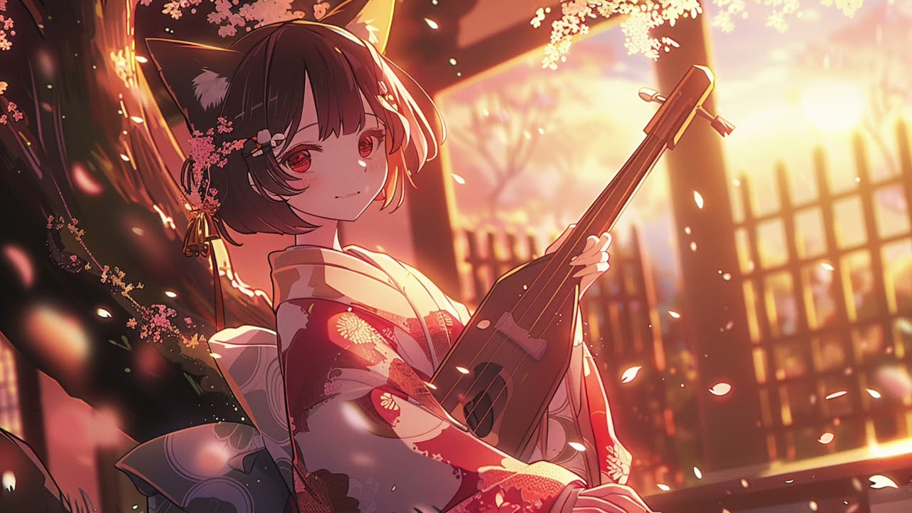 【Japanese ANIME LoFI Zen BGM】Kyoto Night Focus – Shamisen & Koto Study Music