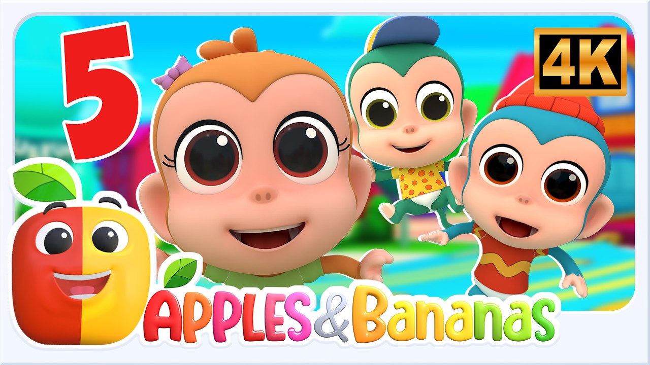 Five Little Monkeys Nursery Rhyme with Lyrics for Kids